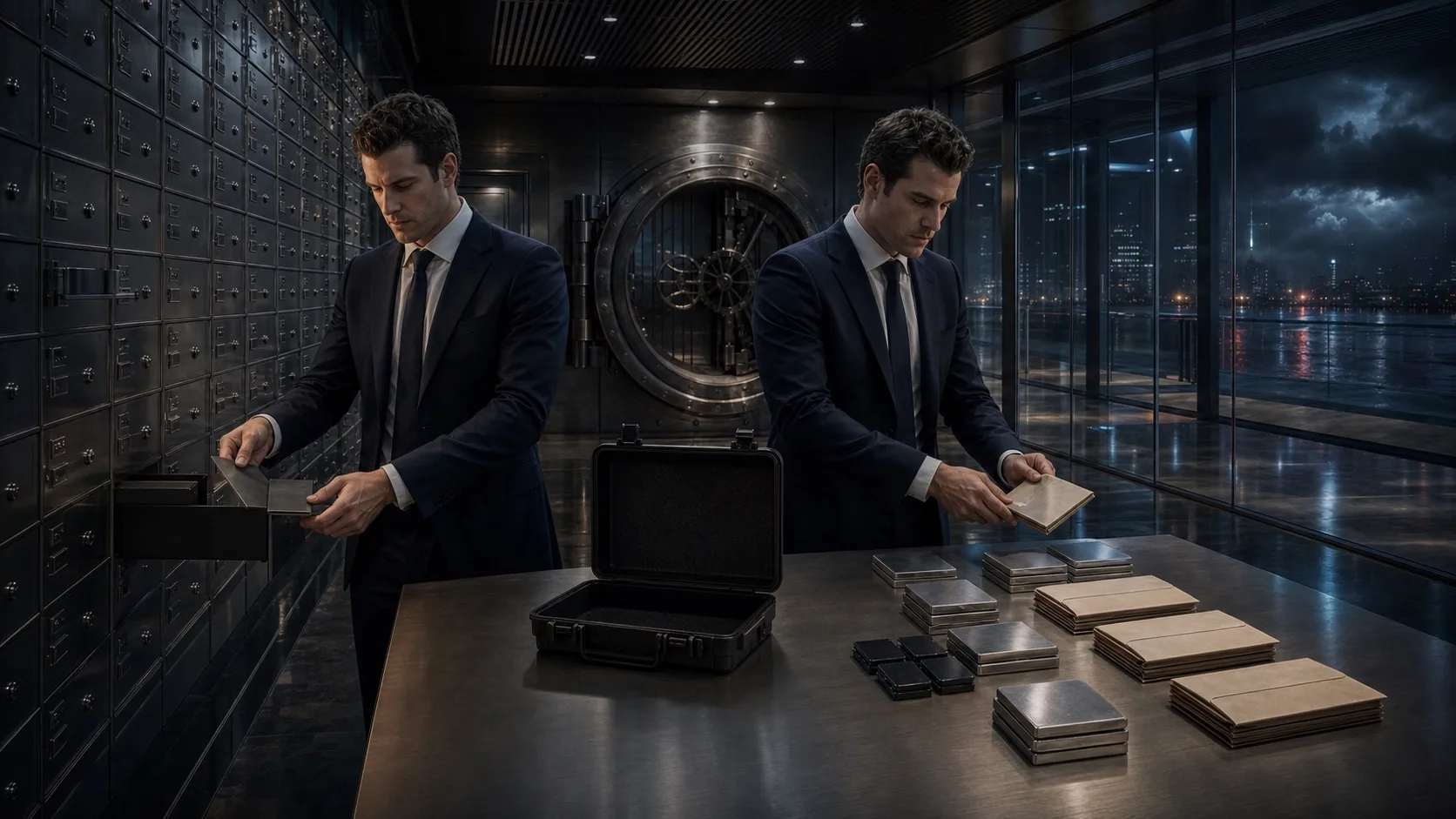 De Winklevoss-tweeling verdeelt versleutelde privésleutels over een monumentale bankkluis